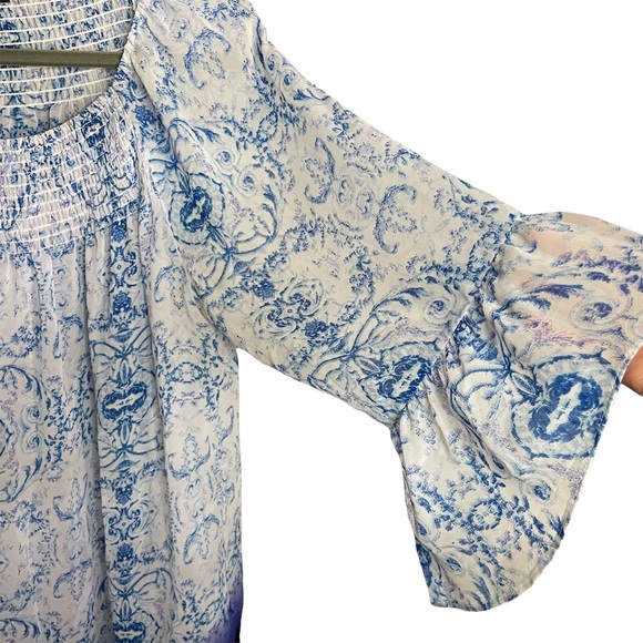 Zac & Rachel Sheer Blouse with 3/4 Bell Sleeves - Size Large - Picture 4 of 4